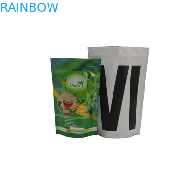 Boş Kilitli Stand Up Alüminyum Folyo Plastik Torba Yeniden Kullanılabilir Isı Mühürlü Organik Çay Yeşil