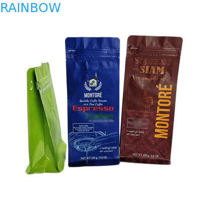 Parlak Yüzey Çay Poşetleri Ambalaj 250g Kahve Torbaları Düz ​​Tabanlı Kutu Kılıfı Isı Mühür