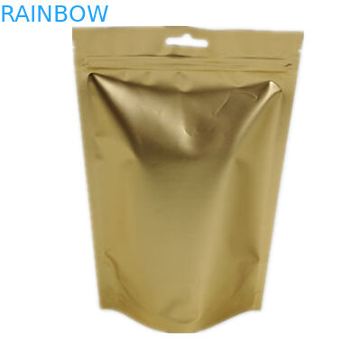 Yeniden Kapanabilir Plastik Stand Up Kılıfı Kahve Paketleme Torbaları Altın Alüminyum Folyo