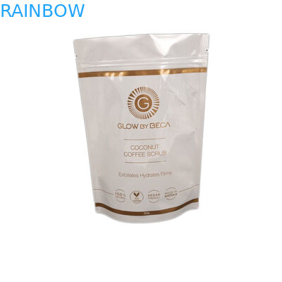 Beyaz Parlak Kaplama Vücut Ovma 150 Mikron Stand Up Fermuar Kılıfı