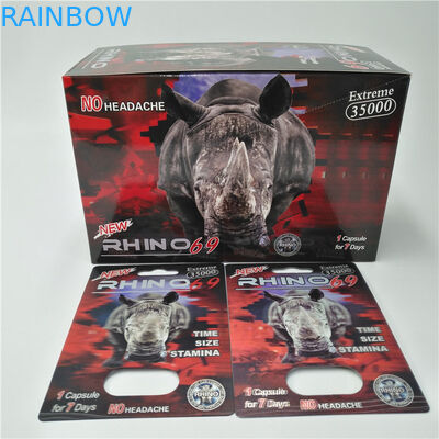 Özel Baskılı Plastik Gergedan Hapları Blister Kart Ambalajı