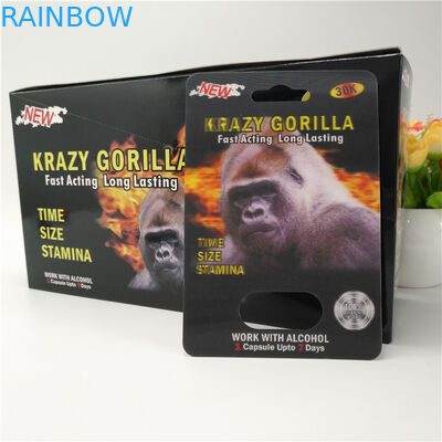 12mm Cap Gergedan Erkek Hapları 3D Kart Blister Kart Ambalajı