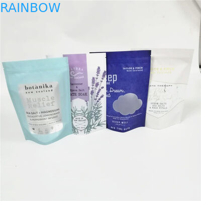 Özel alüminyum folyo 12oz banyo tuzu / vücut ovma kremi ambalajı kilitli doypack kahve poşetleri