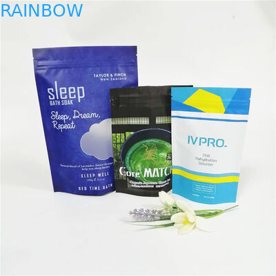 Özel alüminyum folyo 12oz banyo tuzu / vücut ovma kremi ambalajı kilitli doypack kahve poşetleri