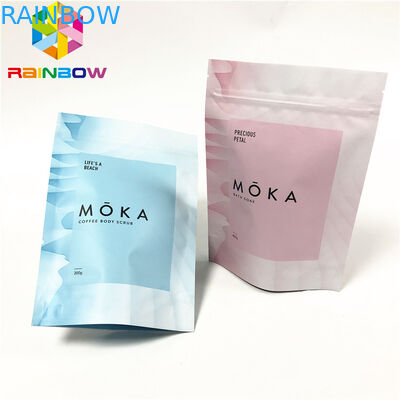 Atıştırmalık / vücut fırçalaması için özel baskı kilitli kese ile laminat folyo dik duran çantalar özelleştirilmiş ambalaj poşetleri