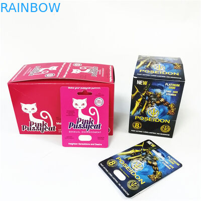 Pembe Pussycat kağıt kutusu kartı Kabartma Sıcak damgalama şehvetli geliştirme blister ambalaj ekran kutuları kartları