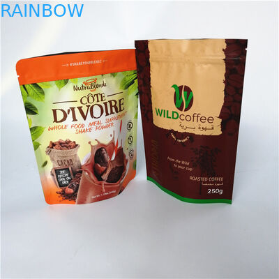 Ayağa kalkın köşebent folyo kese ambalajı, vanalı toz geçirmez öğütülmüş kahve poşetleri