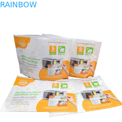 BPA Ücretsiz Bebek Bakımı Buharlı Temiz, Kilitli Üstü ile Yeniden Kullanılabilir Mikrodalga Sterilizatör Torbaları