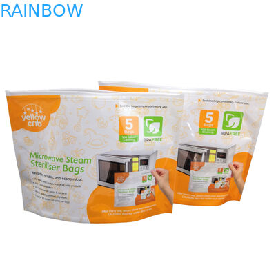 BPA Ücretsiz Bebek Bakımı Buharlı Temiz, Kilitli Üstü ile Yeniden Kullanılabilir Mikrodalga Sterilizatör Torbaları