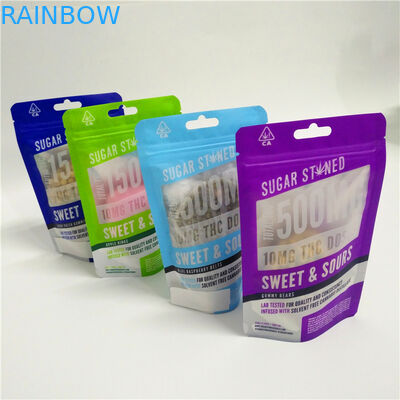 3.5g 1 / 8oz Koku Geçirmez Sabotaj Belirgin Zip Kilit Çocuk Kenevir Çiçek CBD Gummies Ambalaj Için Dayanıklı Çıkış Mylar Çanta