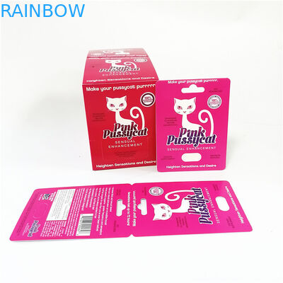 Blister ambalajlı UV efektli kağıt kartları görüntüleyin Pembe Kedi kartı ambalaj kutuları