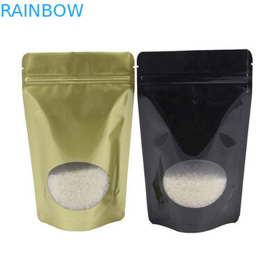 Özelleştirilmiş Geri Dönüştürülebilir Altın, Şeker Kahve Çekirdeği Çayı İçin Alüminyum Folyo Şeffaf Pencereli Kilitli Kese