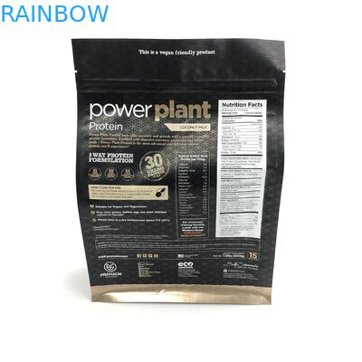 Düz Tabanlı 500g 1kg VMPET CMYK Protein Tozu Paketleme Torbaları