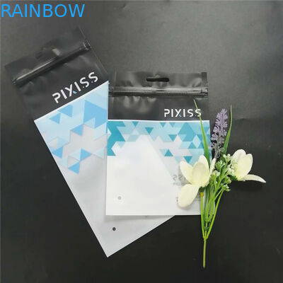 Giyim makyaj aracı vb için fermuarlı siyah plastik torbaların özel baskılı ambalajı