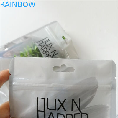 Makyaj aleti kalem ambalajı için fermuarlı özel baskılı plastik hologram düz torbalar