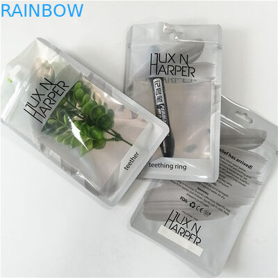 Makyaj aleti kalem ambalajı için fermuarlı özel baskılı plastik hologram düz torbalar