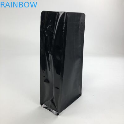 Özel Baskılı Mat Siyah Alüminyum Folyo 250g 1kg 12oz Kilitli Düz Tabanlı Kahve Torbalı