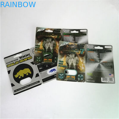 Kara Panter / Mamba / Rhino V7 Erkek Geliştirme Hapları Cinsel Güç Kapsül Ambalajı Kağıt Kutulu 3D Blister Kartları