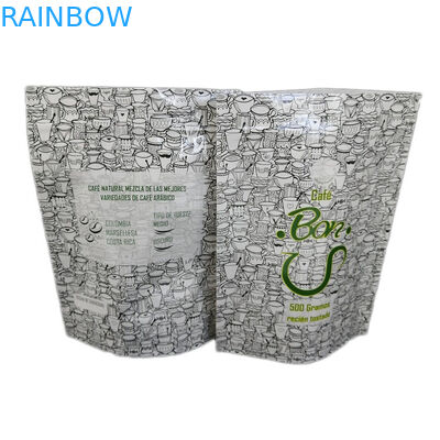 Parlak Finish Özel 500g Kahve / Kurabiye Ambalajı İçin Stand Up Kılıfı Fermuarlı Çanta