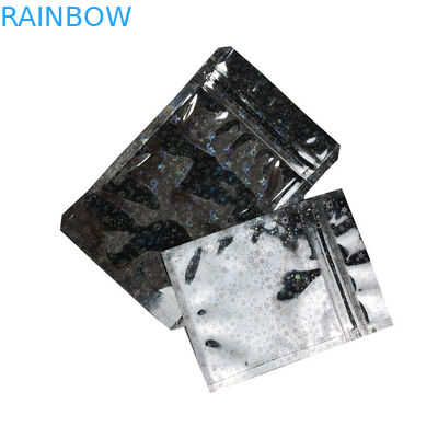 Three Side Seal Flat Pouches Holographic Packaging Noni Bags For Packing Eyeshadow /Beauty Products With Handle