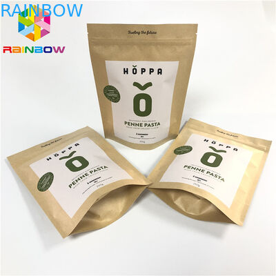 Özel Baskılı Kahverengi kraft Kağıt torbalar açılıp kapanabilir dik kilitli kağıt ambalaj çantası