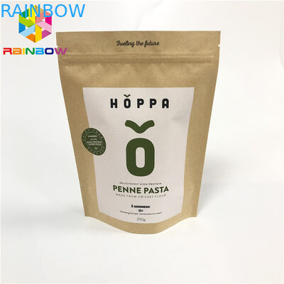 Özel Baskılı Kahverengi kraft Kağıt torbalar açılıp kapanabilir dik kilitli kağıt ambalaj çantası