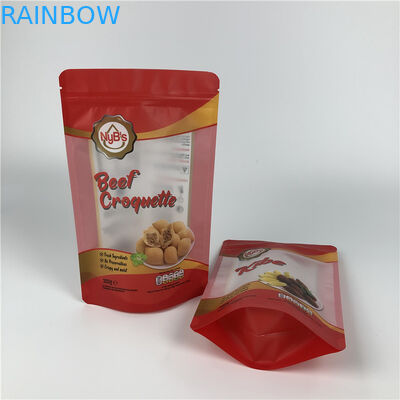 Mini miktar dijital baskı çerez aperatif sarsıntılı sığır paketleme şeffaf pencere ile fermuarlı çanta ayağa