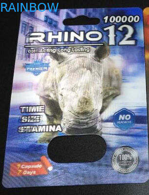 Geri dönüştürülebilir CMYK Rhino 69 3D Hap Paketleme Kartı