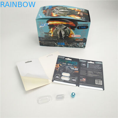 9x12cm Erkek Geliştirme Hapları Rhino 150K 3D Blister Kartları