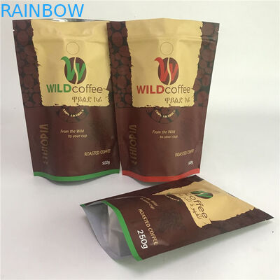 Dijital Baskı Örnekleri Mevcut Mat Alüminyum Folyo Torbalar Kahve Ambalajı İçin Özel Torbalar