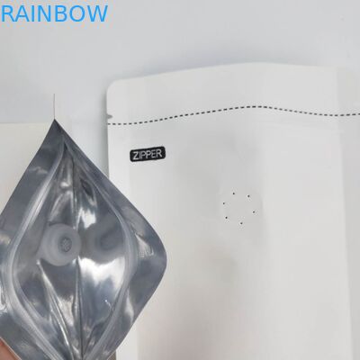 OEM Özel 1/8 OZ Beyaz Logo Boyutu Açılıp Kapanabilir Alüminyum Folyo 120 Mikron Kraft Kağıt Stand Up Ambalaj Torbaları