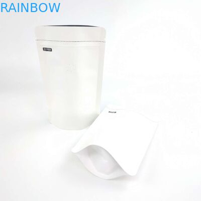 OEM Özel 1/8 OZ Beyaz Logo Boyutu Açılıp Kapanabilir Alüminyum Folyo 120 Mikron Kraft Kağıt Stand Up Ambalaj Torbaları