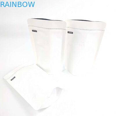 OEM Özel 1/8 OZ Beyaz Logo Boyutu Açılıp Kapanabilir Alüminyum Folyo 120 Mikron Kraft Kağıt Stand Up Ambalaj Torbaları