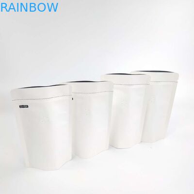 OEM Özel 1/8 OZ Beyaz Logo Boyutu Açılıp Kapanabilir Alüminyum Folyo 120 Mikron Kraft Kağıt Stand Up Ambalaj Torbaları