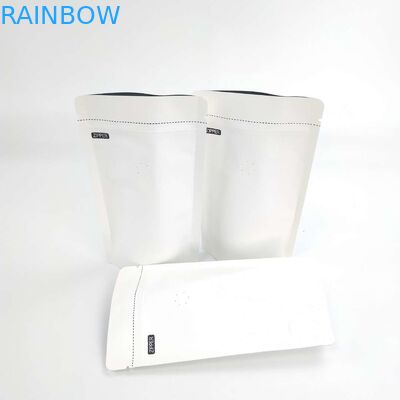 OEM Özel 1/8 OZ Beyaz Logo Boyutu Açılıp Kapanabilir Alüminyum Folyo 120 Mikron Kraft Kağıt Stand Up Ambalaj Torbaları