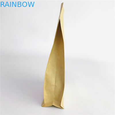 Fermuarlı Özel Kabul Edilmiş Dörtlü Mühürlü Kahverengi Kraft Kağıt Biyobozunur Torbalar