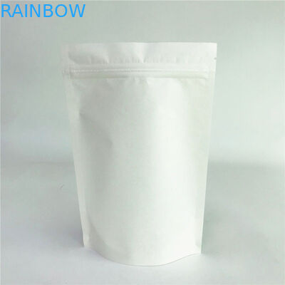 Dijital Baskı Beyaz Kraft Kağıt Fermuarlı Biyobozunur Torbalar