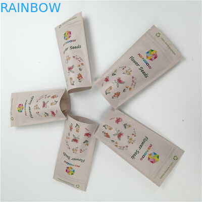 Sakız İçin Açılıp Kapanabilir Fermuarlı% 100 Biyobozunur Kraft Kağıt Pla Torbalar