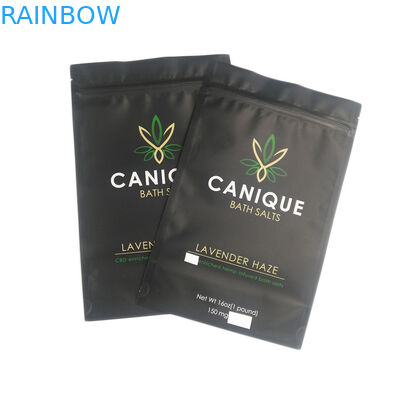 Koku Geçirmez Torbalar Gıda Sınıfı Fermuarlı Torbalar Kuru Çiçek Tohumları Metalik Parlak Gümüş Özel Logo 16 OZ Banyo Tuzu Mylar Torbası