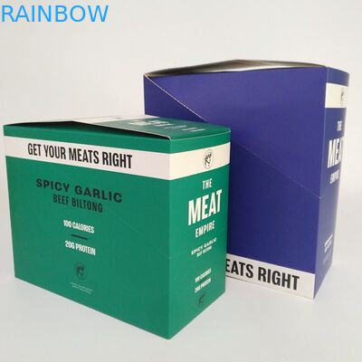 Özel Baskılı Katlanmış Karton Perakende Teşhir Kutusu 200G Sığır Sarsıntı Ambalaj Enerji Bar Aperatifler Kağıt Kutuları