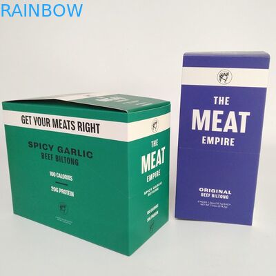 Özel Baskılı Katlanmış Karton Perakende Teşhir Kutusu 200G Sığır Sarsıntı Ambalaj Enerji Bar Aperatifler Kağıt Kutuları