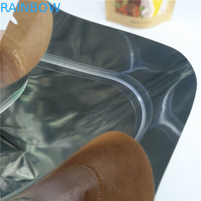 Gübrelenebilir Stand Up Çay Poşeti Un Ambalajı Pet Gıda İçin Kraft Kağıt Torbalar