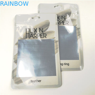 Parlak açık ön diş ipi delikli plastik torbalar alüminyum folyo özelleştirilmiş fermuarlı kilit çanta ambalajı