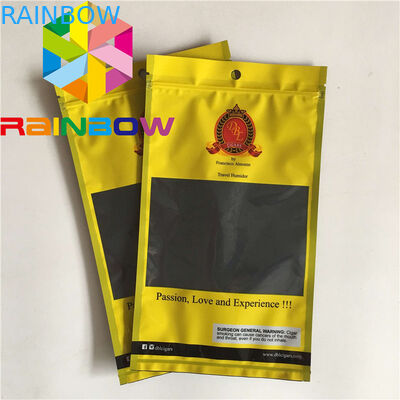 Açılıp kapanabilir Üç tarafı mühür Düz Mylar Torbalar Puro İçinden Bakın Nem Torbaları Plastik Ot Gıda Torbaları Ambalajı