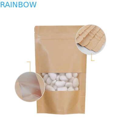 Kahverengi Kraft Kağıt Kilitli Biyobozunur Pencereli Stand Up Kılıfı