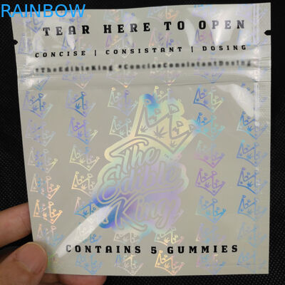 Özel Logo Tasarımı Zip Kilit Açılıp Kapanabilir Koku Korumalı Alüminyum Folyo Mylar Plastik Üç Tarafı Mühürlü Ambalaj Hologram Çanta