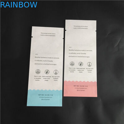 Çevre Dostu Biyobozunur Kraft Kağıt PLA Bileşik Gıda Tozu Baharat Paketleme Torbaları Üç Taraflı Mühür Torbaları