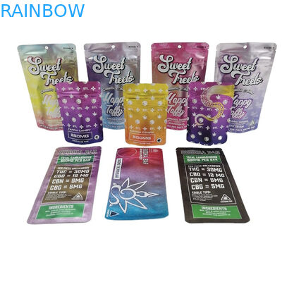 SGS 120mic MOPP Çocuklara Dayanıklı Mylar Çanta 500mg VMPET Candy Edibles