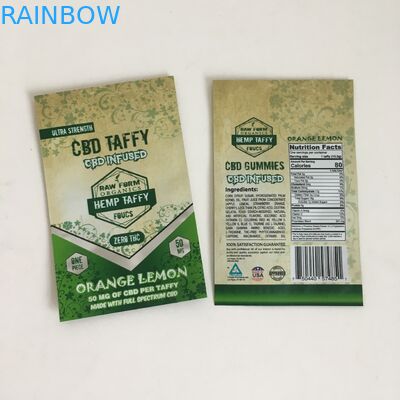 Koku Geçirmez Mylar Çanta Kilitli Esrar Çiçek Plastik CBD Infused 50mg 100mg Şeker Sakızları Mylar Ambalaj Torbaları