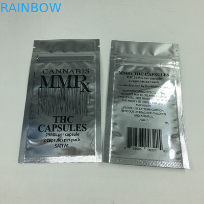 Parlak Alüminyum Folyo 1g Koku Geçirmez Fermuar Yenilebilir Mylar Ot Esrar Torbası Toz İçin Düz Kilitli Torbalar